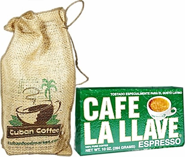 La Llave Cuban coffee. Vacuum pack. 10 Oz includes a decorated burlap bag